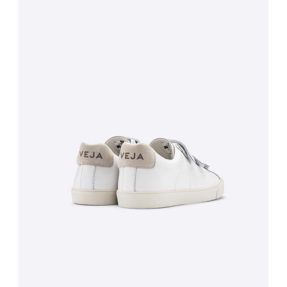 Women's Veja 3-LOCK LEATHER Sneakers White | SG 613BEX